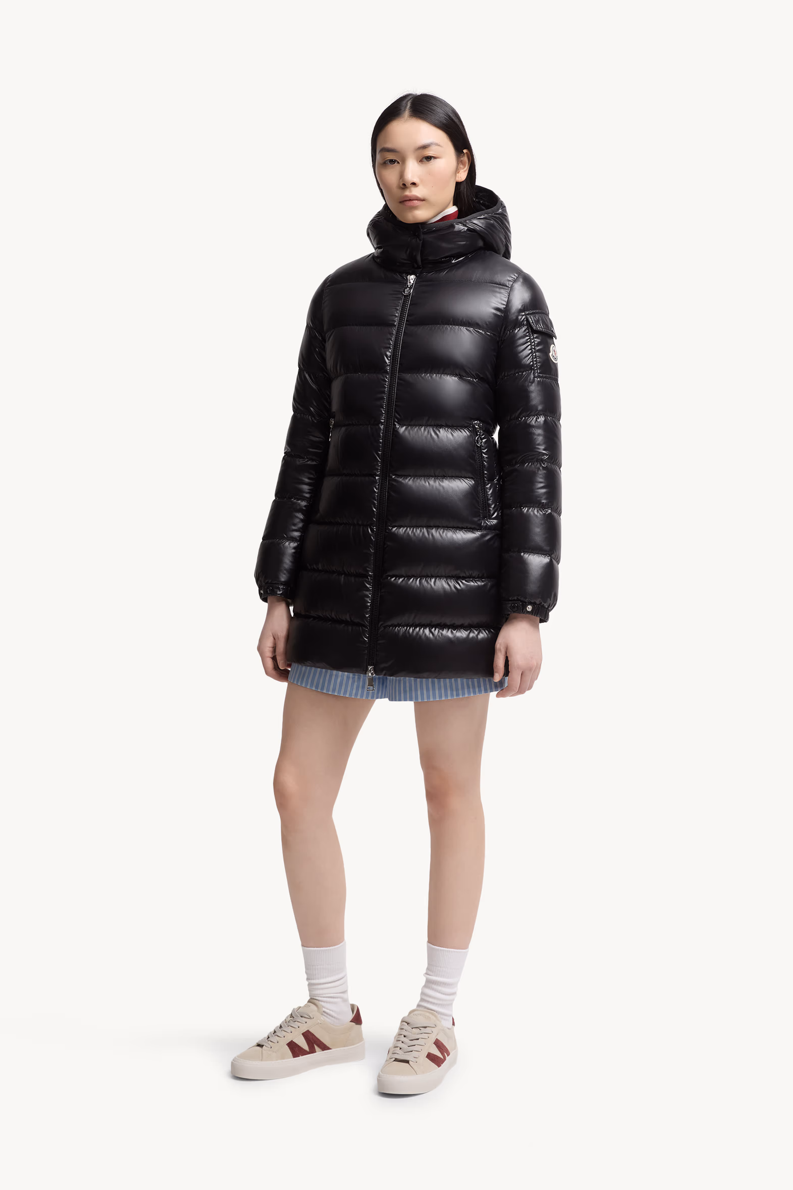 Doudoune mi-longue à capuche Courcelles Femmes Noir Moncler 3